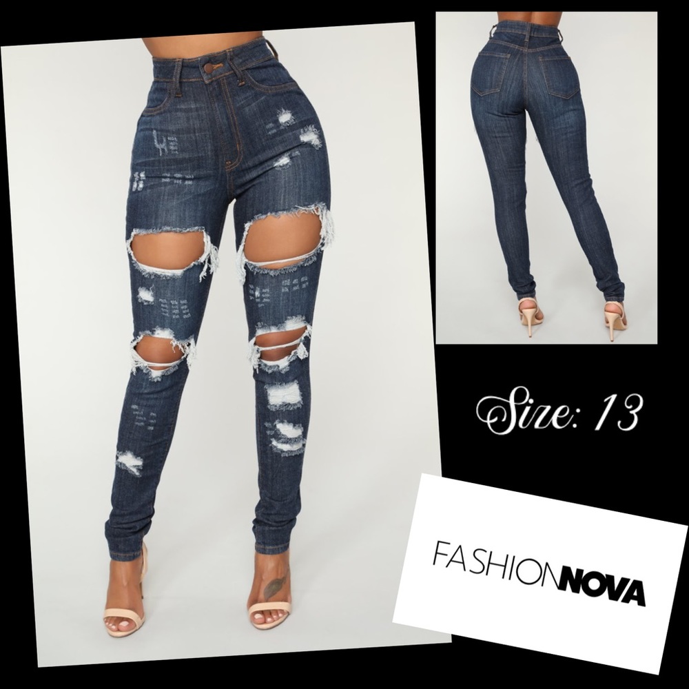 Fashion Nova Ripped & Distressed Skinny Jeans Gem